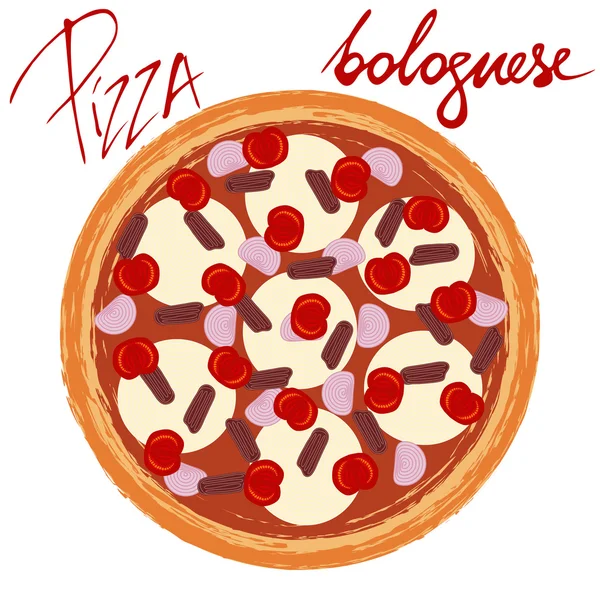 Illustration zur Pizza Bolognese — Stockvektor