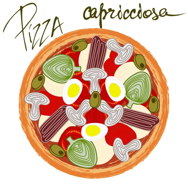 Illustration zur Pizza capricciosa — Stockvektor