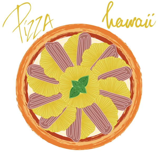 Pizza hawaii Illustration — Stockvektor
