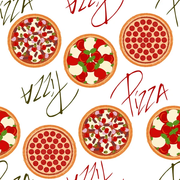 Nahtlose Hintergrundmuster mit Pizzen — Stockvektor