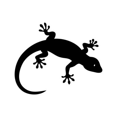 Basit bir siyah-beyaz gecko vektör çizimi, bir minimalist siyah-beyaz kertenkele siluet vektör çizimi, çeşitli tasarım projeleri için mükemmel