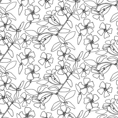 İnce bir çizgide çizilmiş, menekşe menekşeli, kusursuz bir desen. Hafif kumaşlar, tekstil, kırtasiye ve ambalaj için çiçeksiz desen. Çiçek açan tatlı bir çiçek motifli yaz tasarımı. Beyaz arkaplanda narin çiçekler, vektör.