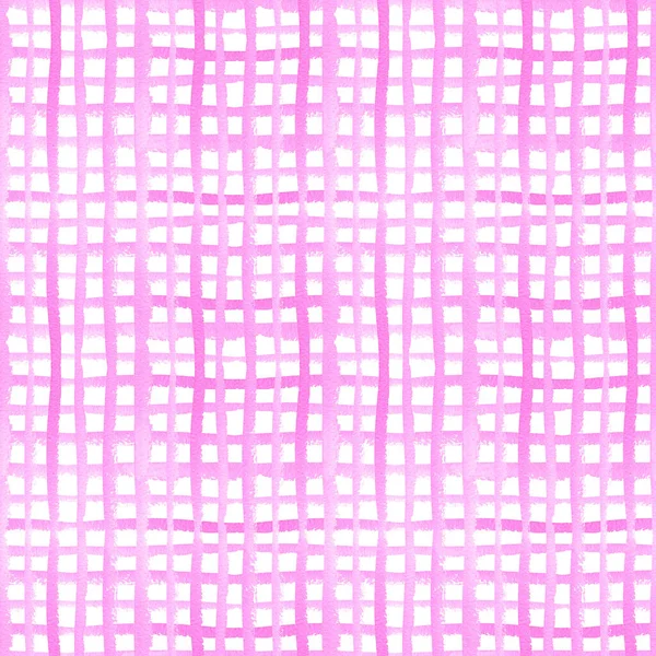 Naadloze Aquarel Abstract Patroon Met Roze Strepen Cellen Voor Valentijnsdag — Stockfoto