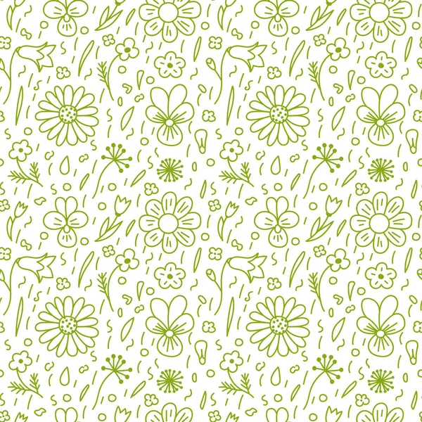 Patrón Floral Vector Sin Costuras Con Flor Puntos Ilustración Infantil — Vector de stock