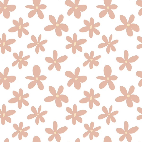 テキスタイル 包装紙のためのピンクのシンプルな花とベクトルシームレスな花パターン — ストックベクタ