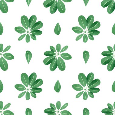 Kusursuz tropik yapraklar. Palmiye yaprağıyla suluboya basit desen