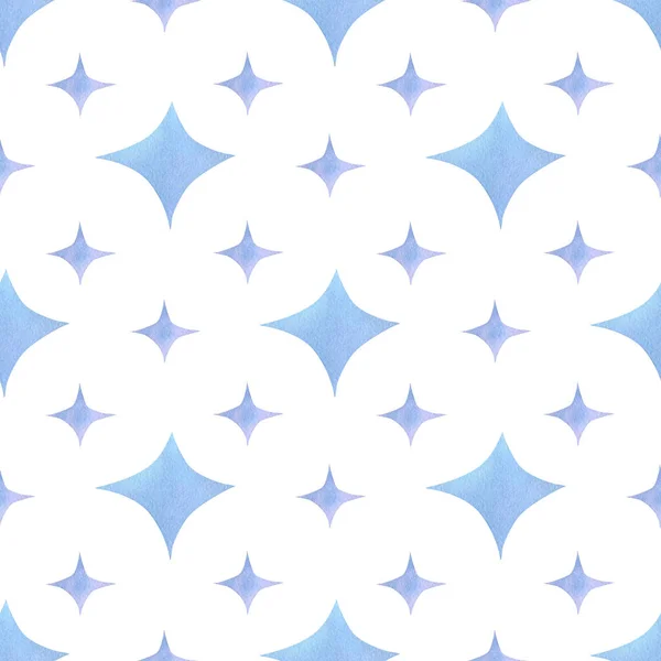 Padrão Geométrico Sem Costura Com Estrelas Aquarela Abstrato Fundo Azul — Fotografia de Stock