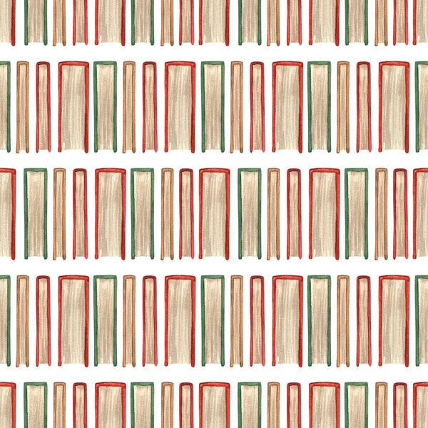 Seamless Books Pattern Watercolor Background Book Spine School Decor Kids — Stock Photo, Image