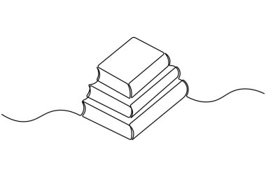 Minimalist kitap ana hatları basit vektör simgesi çizimi