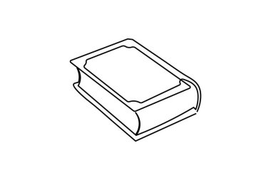 Minimalist kitap ana hatları basit vektör simgesi çizimi