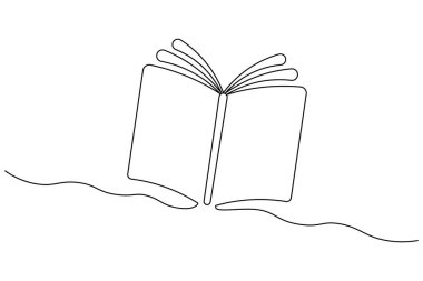 Minimalist kitap ana hatları basit vektör simgesi çizimi
