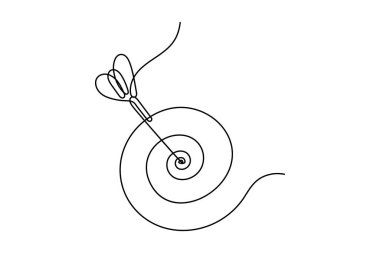 Goal target with arrow icon continuous line drawing minimal outline vector illustration
