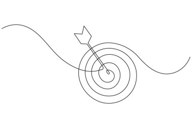 Goal target with arrow icon continuous line drawing minimal outline vector illustration