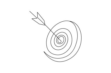 Goal target with arrow icon continuous line drawing minimal outline vector illustration