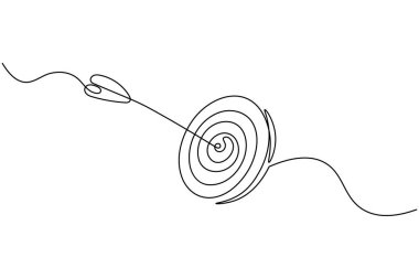 Goal target with arrow icon continuous line drawing minimal outline vector illustration