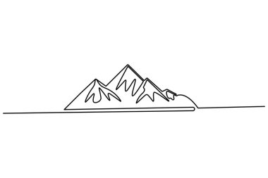 Mountain continuous one line drawing minimalist style outline vector illustration