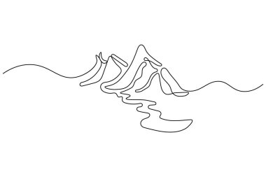 Mountain continuous one line drawing minimalist style outline vector illustration