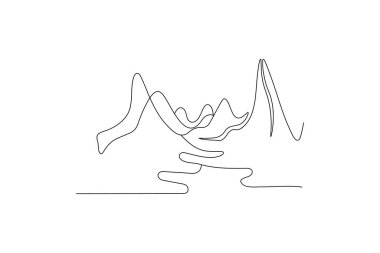 Mountain continuous one line drawing minimalist style outline vector illustration