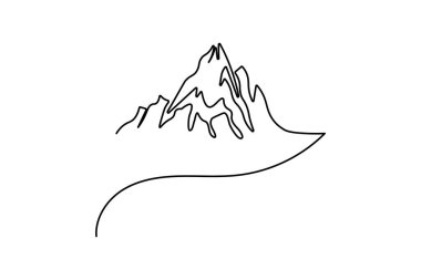 Mountain continuous one line drawing minimalist style outline vector illustration