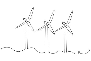 Rüzgâr güç üreteç hattı temiz enerjiyi minimum dış hat çizimi ile çiziyor.