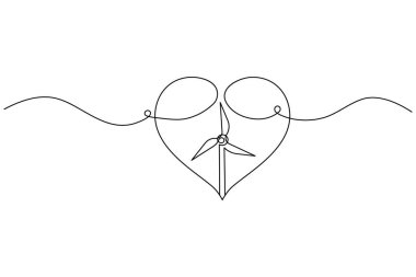 Rüzgar türbini simgesi minimalist biçim vektör illüstrasyonunu çizmeye devam ediyor