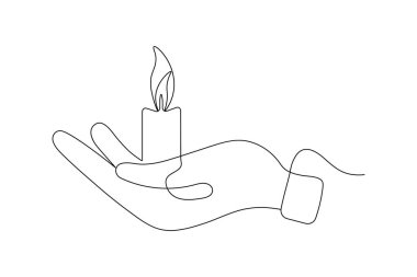 Mum simgesi sürekli bir satır minimalist çizim vektör çizimi