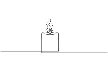 Beyaz arkaplanda minimalist mum hattı sanat ana hatları vektör simgesi