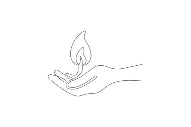 Beyaz arkaplanda minimalist mum hattı sanat ana hatları vektör simgesi