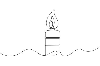 Beyaz arkaplanda minimalist mum hattı sanat ana hatları vektör simgesi