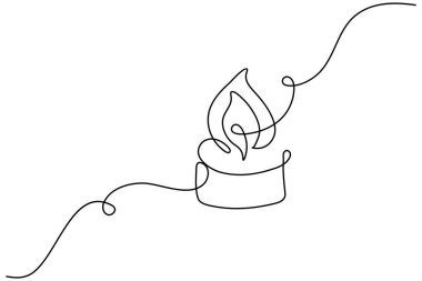 Beyaz arkaplanda minimalist mum hattı sanat ana hatları vektör simgesi