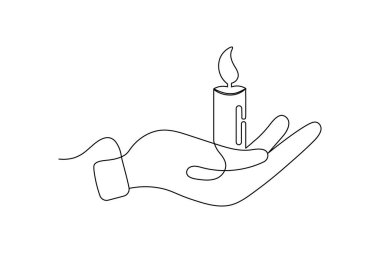 Mum simgesi sürekli bir satır minimalist çizim vektör çizimi