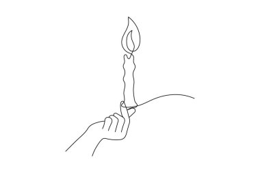 Mum simgesi sürekli bir satır minimalist çizim vektör çizimi