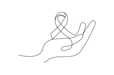 Dünya yardımcıları gündüz kurdelesi bir satır minimalist biçim vektör illüstrasyonunu çiziyor