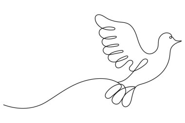 Kuş çifti minimalist ana hatlı vektör illüstrasyonunu çizmeye devam ediyor