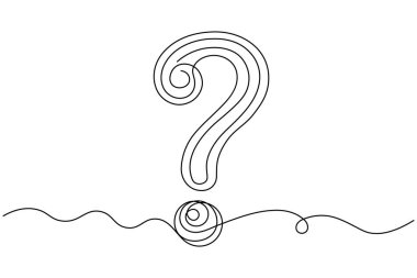 Palmiye aralıksız bir çizgi minimalist vektör illüstrasyonundaki soru işareti simgesi
