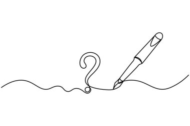 Soru işareti bir satır minimalist ana hatlı vektör çizimi