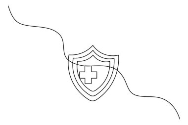 Stetoskop resimli kesintisiz hat tıbbi kalkan sembolü