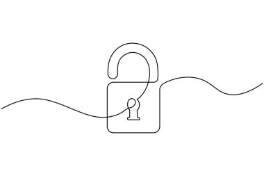 Kalkan ve anahtar güvenlik konsepti minimalist tarzda çizilen tek bir çizgi halinde devam ediyor