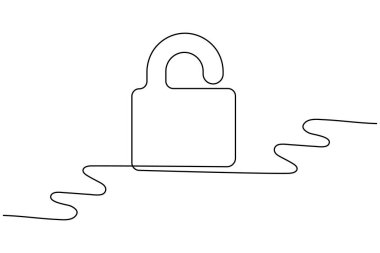 Kalkan ve anahtar güvenlik konsepti minimalist tarzda çizilen tek bir çizgi halinde devam ediyor