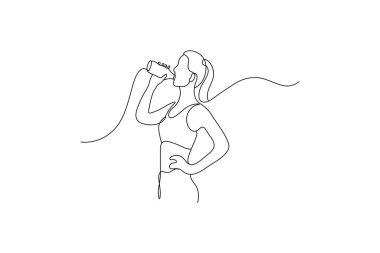 Single line art of a drink bottle isolated on white