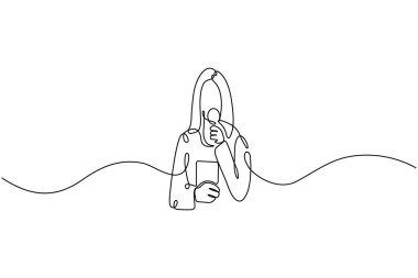 Retro mikrofon ve müzik sembollerinin bir çizgi çizimi minimalist vektörü temsil eder