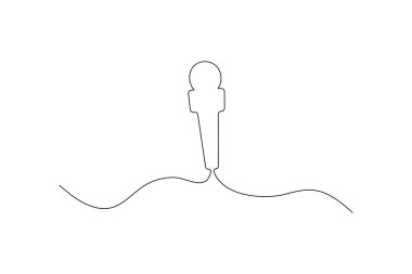 Mikrofon vektör simgesi minimalist çizim çizimi sürekli bir çizgi