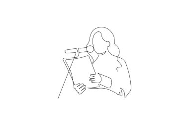 Mikrofon vektör simgesi minimalist çizim çizimi sürekli bir çizgi