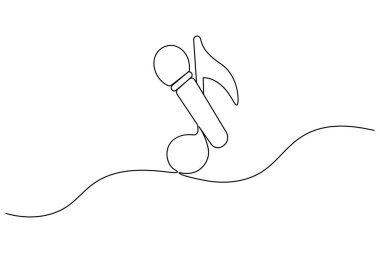 Mikrofon vektör simgesi minimalist çizim çizimi sürekli bir çizgi