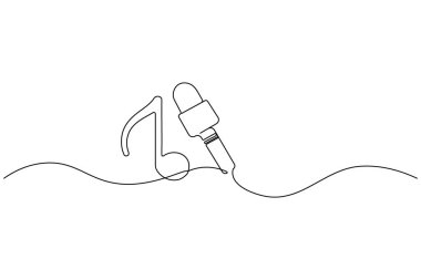 Mikrofon vektör simgesi minimalist çizim çizimi sürekli bir çizgi
