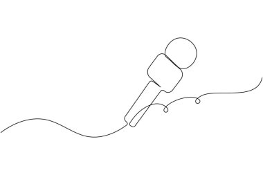 Mikrofon vektör simgesi minimalist çizim çizimi sürekli bir çizgi