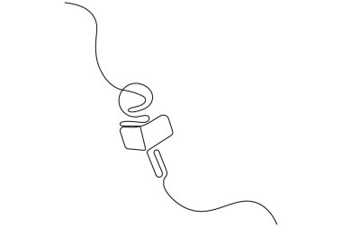 Mikrofon vektör simgesi minimalist çizim çizimi sürekli bir çizgi