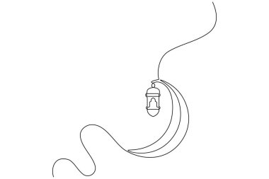 İslami ayın ve beyaz cami kubbesinin bir çizgisi.