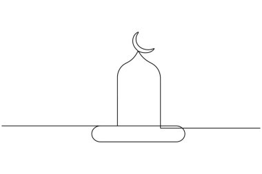 Cami çizgili İslami Hilal Ayının tek satır sanatı