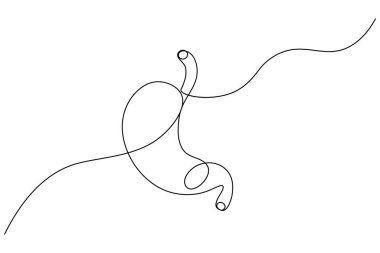 Beyaz arkaplana minimalist medikal simge çizen mide sürekli bir çizgi